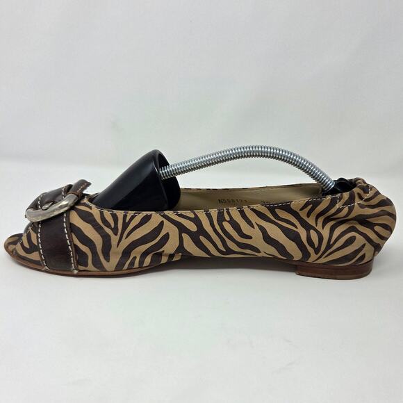 AGL Attilio Giusti Leombruni Shoes Womens Size 39 US 8.5 Peep Toe Flats Animal - Picture 7 of 16